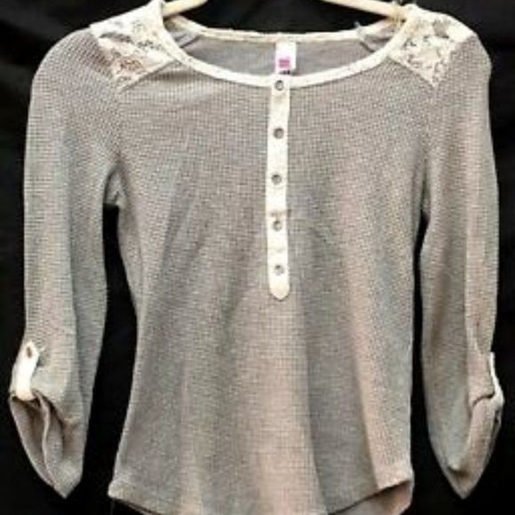 Beautees Girls Gray Top Trimed lace Size Large - Picture 1 of 3